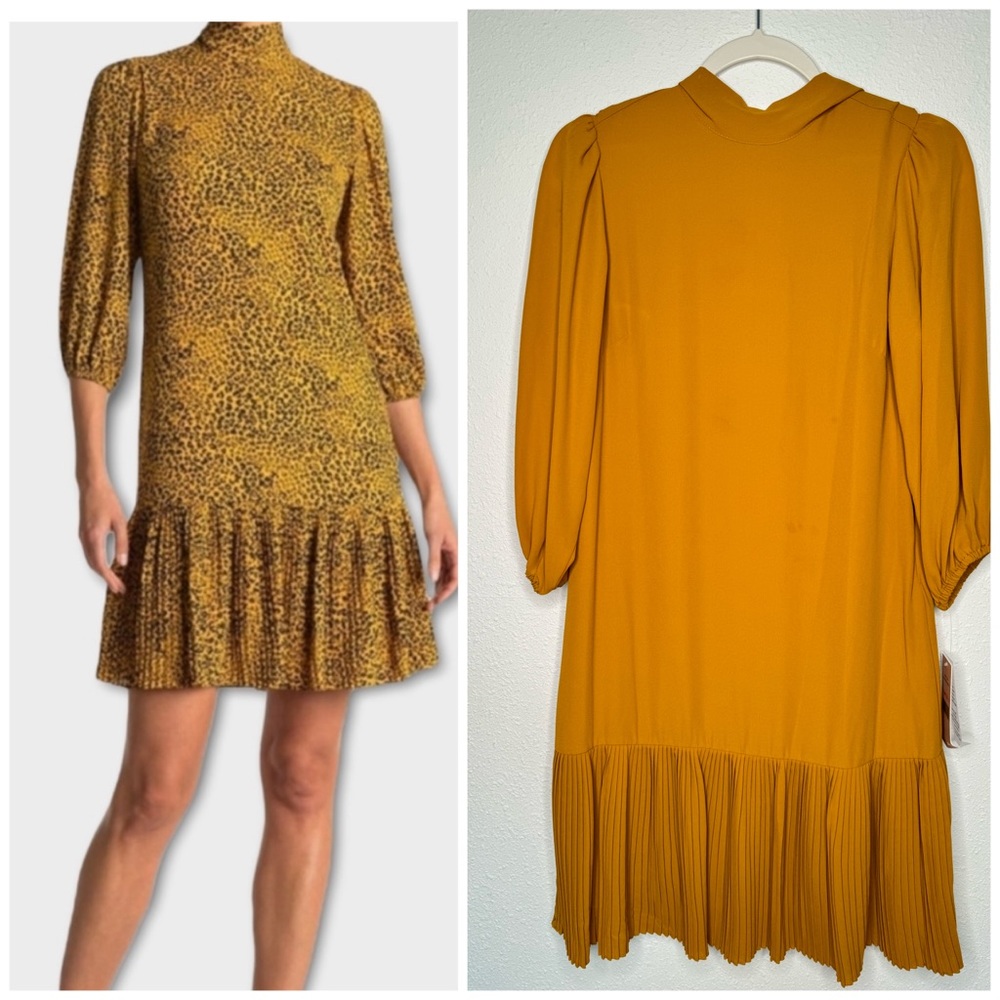 New NANETTE DROP WAIST PLEATED HEM CHEETAH